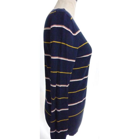 Banana Republic Navy Blue Striped Crew Neck Sweater Top M - Picture 2 of 6